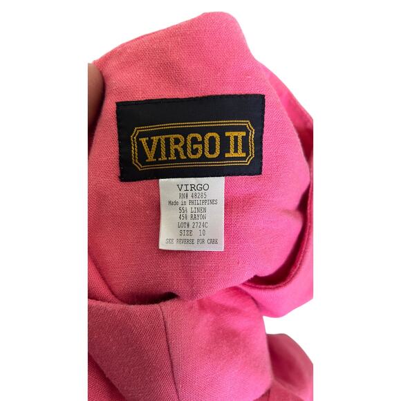 đź’—Virgo II Size 10 Women's Pink Linen Blend Sleeveless Midi Dress Minimalist 90s - Picture 4 of 4